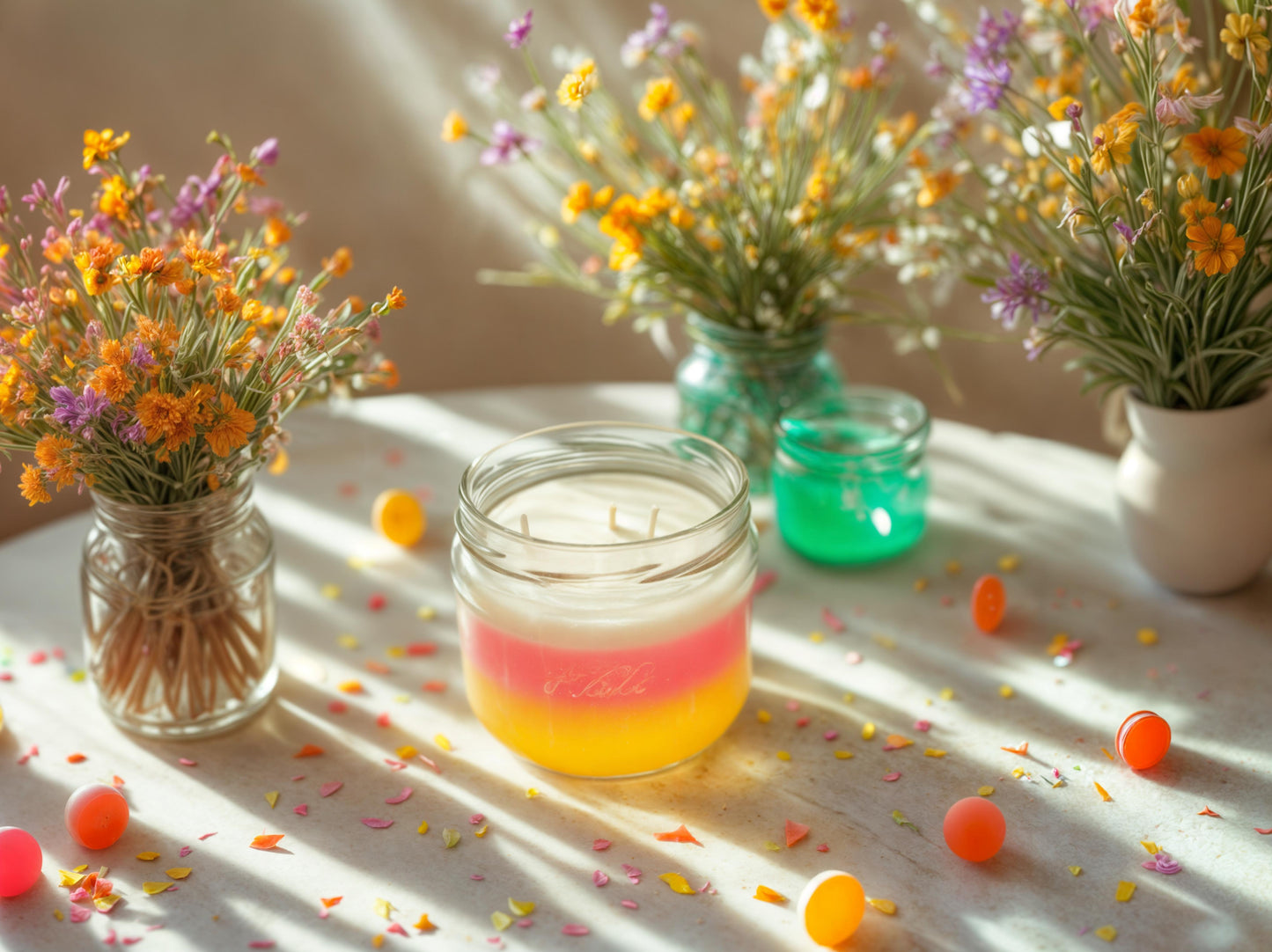 İçsel Uyum İçin Renkli Çakra Mumu – Pudra Kokulu Meditasyon Mumu